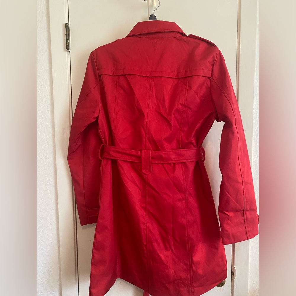 Kasyjie Red Button Down Trench Coat With Matching… - image 3